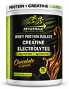 Combo de pólvora Proteína y Creatina: Pólvora de Proteína Whey Protein con electrolitos Creatina – 20g Proteína, 3g Monohidrato de Creatina – Libre de azúcar, Keto Friendly – Chocolate – 15 Servimientos