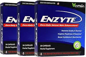 Enzyte® de Vianda Male Enhancement Health Supplement for Blood Flow, Stamina, and Quality, with Asian Ginseng, Ginkgo Biloba, Grape Seed, Horny Goat Weed, Muira Puama - 30 Capsules (3 Pack)