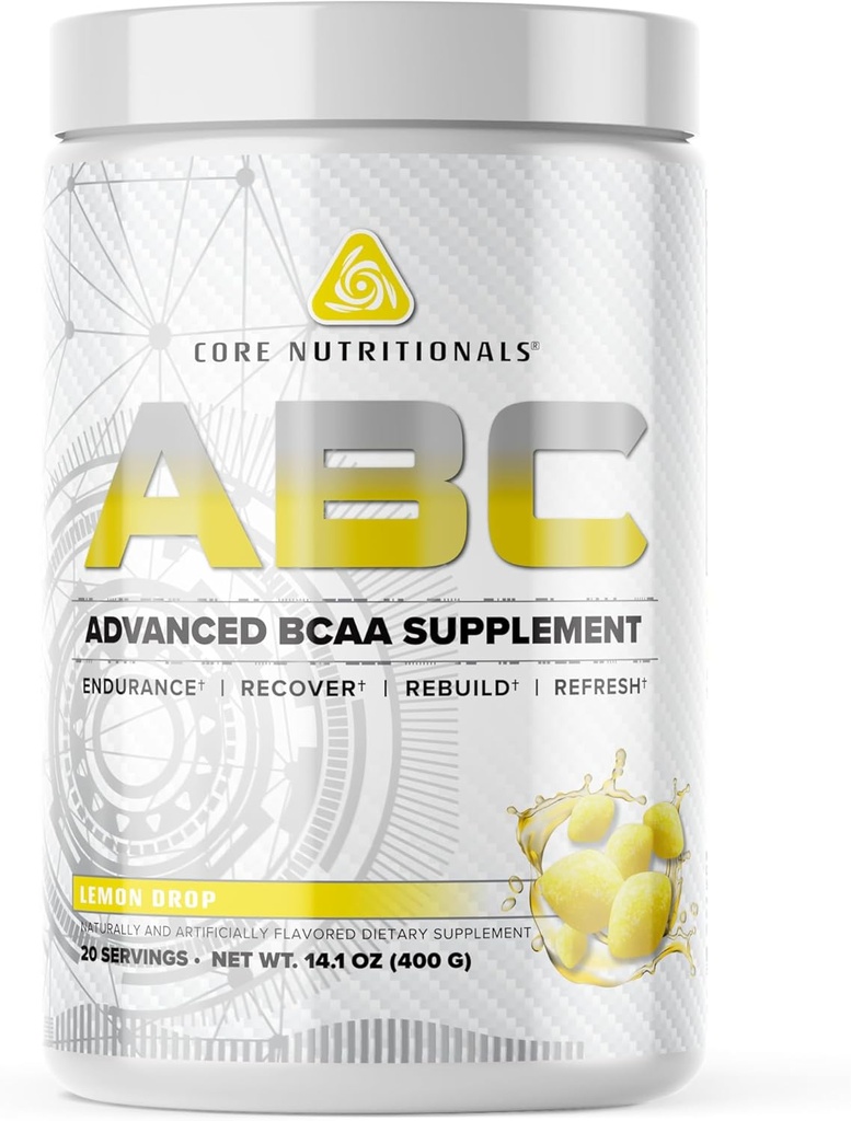 Core Nutritionals ABC Advanced BCAA Supplement | Amino Acid Recovery Blend | with Glutamine, Beta Alanine, Citrulline Malate | 20 Servings (Lemon Drop)