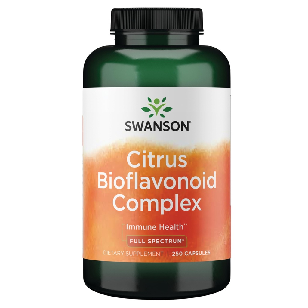 Citrus Complejo Bioflavonoide Swanson Full Spectrum Citrus - Ayudas Vitamina C Absorción y promueve la salud inmunitaria - Estándarizado al 50% Bitter Bioflavonoides Orange - (250 cápsulas) 1 Pack