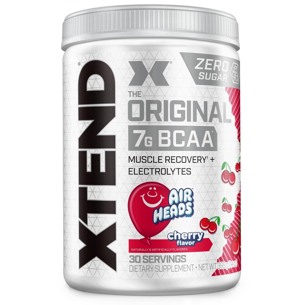Xtend Original BCAA Powder Airheads Candy Flavor, 7g BCAA y 2.5g L-Glutamina, Sugar Free Post Workout Muscle Recovery Drink with Amino Acids for Men &amp; Women, 30 Servings