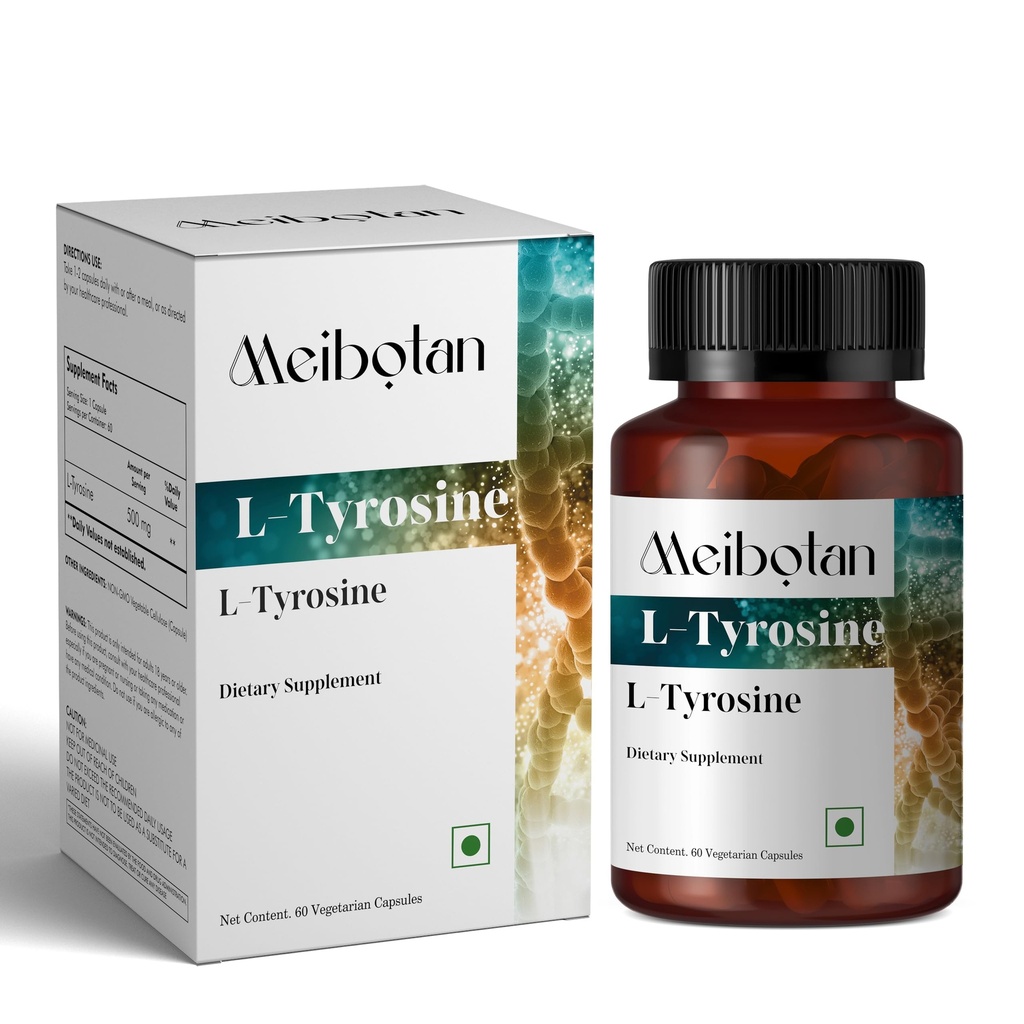 L Tyrosine 500MG | Natural L-Tyrosine Supplement for Mental Focus and Energy Boost - Non GMO & Gluten Free - 60 Vegan Capsules