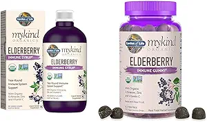 Jardín de la Vida Orgánicas Elderberry con base vegetal Syrup 6.59 fl oz " Medicinal Tradicional Gargantillas de Garganta de Pectina Orgánica, Lemon Ginger Echinacea, Soothes Sore Throats, 16ct.