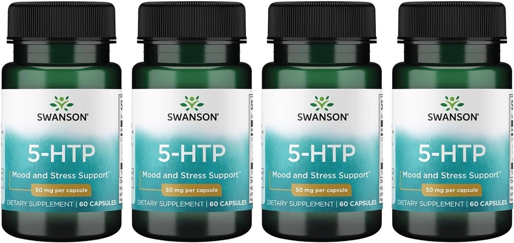 Swanson Amino Acid 5-Htp 50 Milligrams 60 cápsulas (4 paquete)