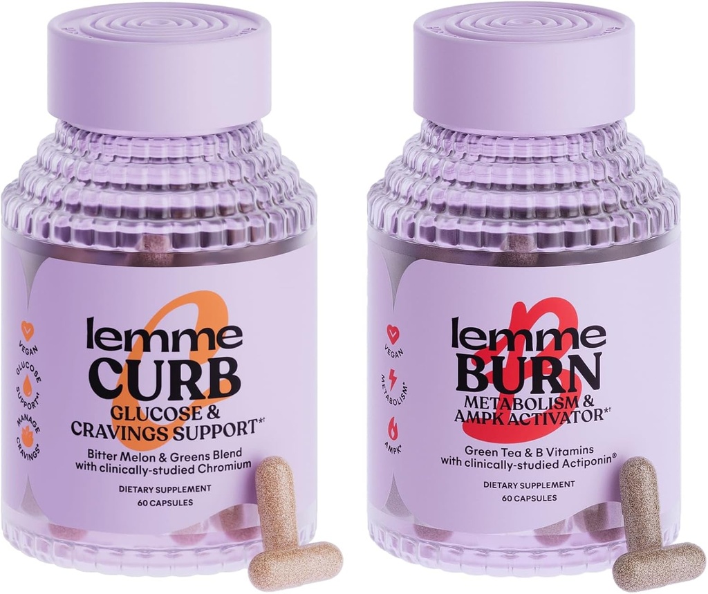 Lemme Curb and Burn - Metabolism, Cravings Support &amp; Weight Management with Clinically Studied Chromium Picolinate, Gynostemma, Cinnamon, Green Tea, Vitamin B6 &amp; B12 - Gluten-Free, 60 Contar Ea