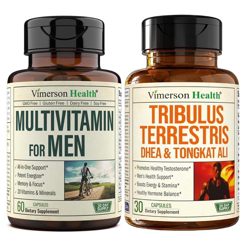 Multivitamina para Hombres ' Tribulus Terrestris con DHEA y Tongkat Ali – Completo paquete de salud para hombres para energía, vitalidad, equilibrio hormonal y rendimiento de entrenamiento