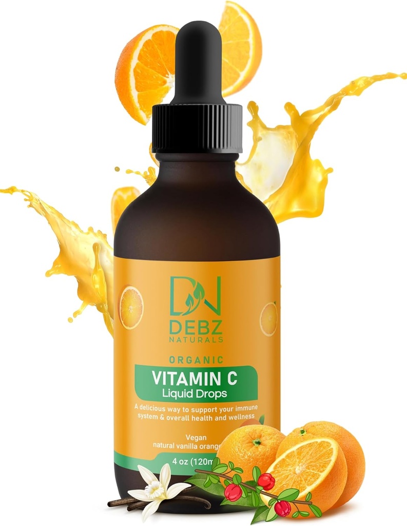 Orgánica de gotas de vitamina C - Suplemento de apoyo inmune - Vegan - Hecho en EE.UU. - 4 oz - Conveniente - Tasty