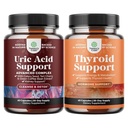 Bundle of Green Coffee Bean Extract for Uric Acid Cleanse & Detox with Turmeric Tart Cherry & Celery Seed and Herbal Thyroid Support Complex with L Tyrosine, Bladderwrack, Selenium & Pure Ashwagandha