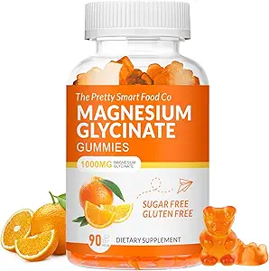 Magnesio Glycinate Gummies 1000mg - 90 Ct peru Magnesium Potassium Suplementos para la relajación, Stress Relief, con vitamina D, B6, CoQ10 para calma Mood &amp; Sleep Support - Orange Gummies