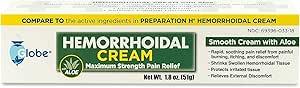 Hemorrhoidal Crema Globo, Fenilefrina HCl, Pramoxina con Aloe, Alivio de Quemar, Comer y Descomfort de Hemorrhoids, 1.8 Ounces