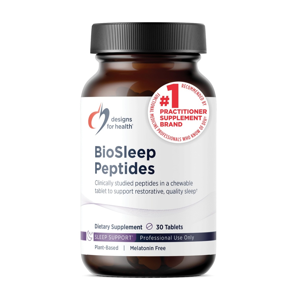 Designs for Health BioSleep Peptides Sleep Support for Adults with Plant-Based Peptides – Vegan + Non-GMO + Non-Melatonin Sleep Health Supplement (30 Servings)