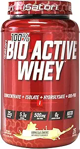 iSatori 100% Bio-Active Whey Protein Powder, Crecimiento muscular " Recuperación con Whey Isolate, Hidrolysate, Concentrate, BCAAs " Colostrum Peptides, 25g de Protein Por Serving - Vanilla Swirl (26 Servings)
