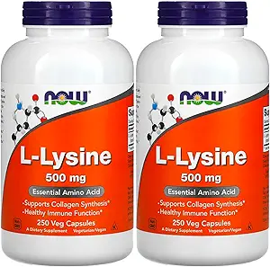 AHORA Alimentos L-lysine 500 mg, 250 cápsulas (Pack de 2)
