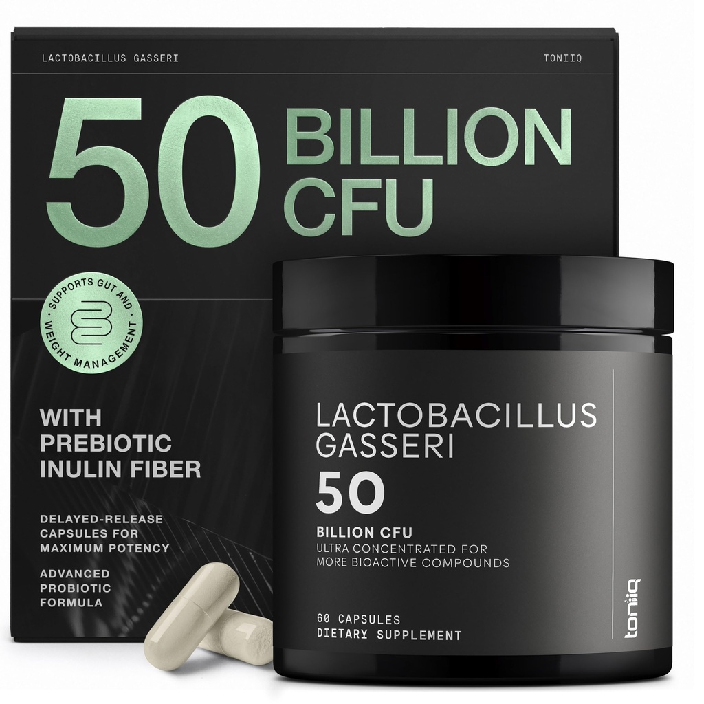 Lactobacillus Gasseri - Ultra High Strength 50 Billion CFU - Delayed Release Capsules - Made with Prebiotic Inulin Fiber - Supports Digestive Health & Gut Flora - Third-Party Lab Tested - 60 Capsules
