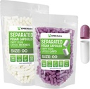XPRS Nutra Vegan Tamaño 00 cápsulas separadas - 500 cápsulas de vacío Premium Separados en bolsas - 00 pastillas Vacío para relleno de suplementos de bricolaje (Lavanda / Blanco)
