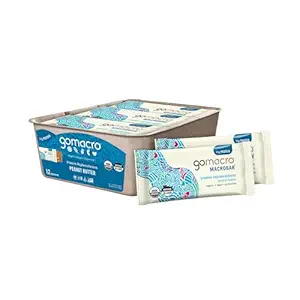 GoMacro MacroBar Barras orgánicas de proteína vegana - Mantequilla de maní (2.3 Bares de onda, 12 Cuenta)