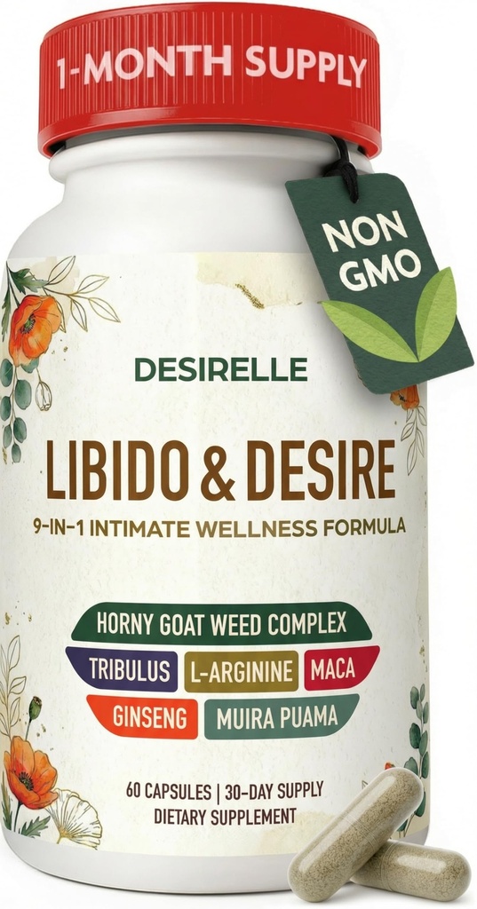 Libido Support for Women Fast Acting - Hormone Balance for Women with Hornygoatweed, Tribulus Terrestris y Maca Root, Mejorando Suplementos para Parejas 60ct, 30-Day Supply USA Tested