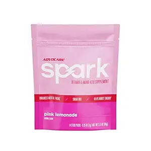 AdvoCare Spark Vitamina &amp; Aminoácidos Suplemento - Focus &amp; Energy Drink Powder Mix with Vitamin A, B-6, C & E - También incluye L-Carnitine &amp; L-Tyrosine - Pink Lemonade, 14 Stick Packs