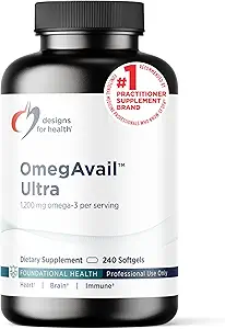 Diseños para OmegAvail Ultra TG Fish Oil 1200mg - Triglyceride Form Omega 3 Fish Oil Suplemento con DHA/EPA - No Fishy Aftertaste (240 Softgels)