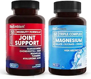BioEmblem Complejo de Magnesio Triple y Soporte Conjunto para la Salud Conjunta Mejorada, Vegan, No GMO