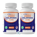 Vitamatic Melatonin 10 mg Tablets | Vegetarian, Non-GMO, Gluten-Free | 1-Year Supply | Natural Berry Flavor - 365 Tablets -2 Pack