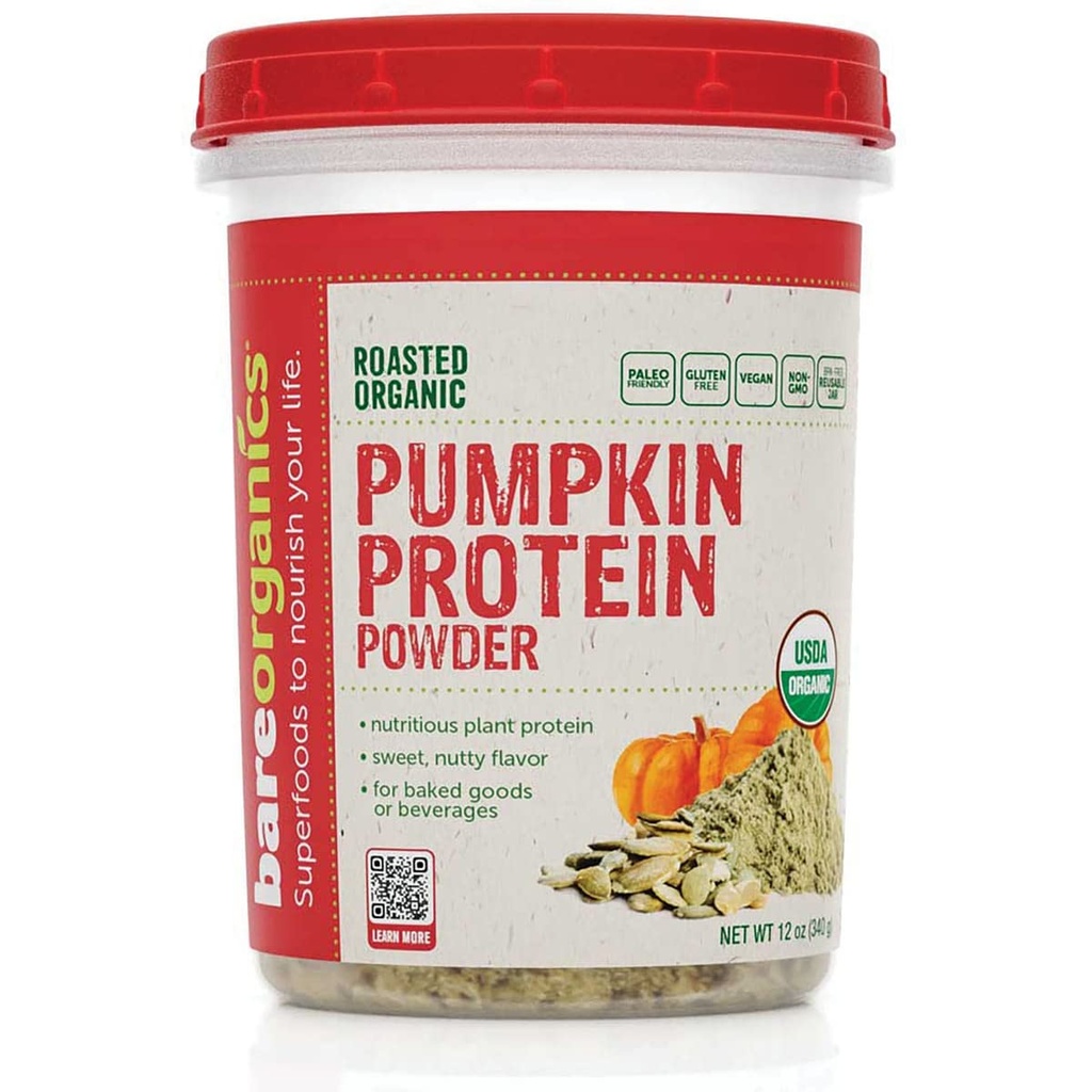 BareOrganics Pumpkin Protein Powder, 12 oz