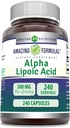 Fórmulas asombrosas Ácido Lipoico alfa 300 mg Capsules Suplemento No-GMO Silencioso Gluten Libre Silencio Made in USA (240 Conde)