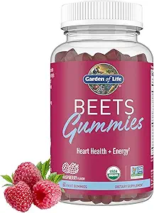 Garden of Life Orgánica de Beet Gomas de raíz Hecho de Pectina con Antioxidantes, Vitamina C, Vitamina D &amp; B12 para la salud del corazón &amp; energía – Beets Gummies – Vegan, Gluten Gratis, No GMO, Raspberry, 30 Serviciones