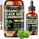 8in1 2900mg Aceite de gotas de orégano con aceite de semilla negra líquido TENIDO Contiene Carvacrol ANTE Ajo, Elderberry, hoja de oliva, Quercetina, Bromelain - 2 Fl Oz