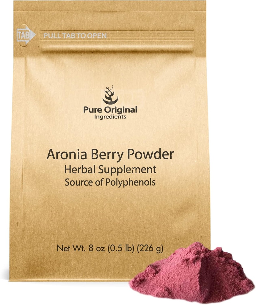 PURE ORIGINAL INGREDIENTES Aronia Berry Powder (8 oz) Fruit Supplement Extract, Always Pure, No Additives or Fillers