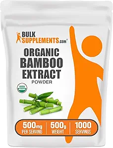 BulkSupplements.com Bamboo Extract Powder - Silica Supplements, Bamboo Supplement - Herbal & Gluten Free, 500mg per Serving, 100g (3.5 oz) (Pack of 1)