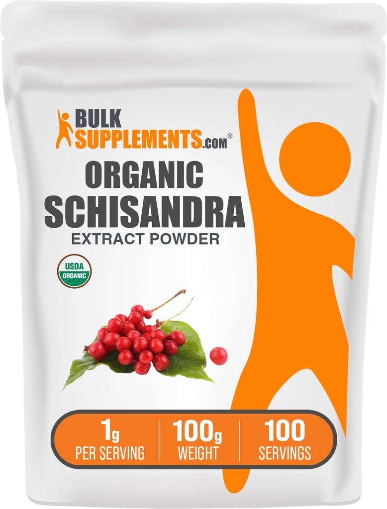 BulkSupplements.com Orgánica Schisandra Extract Powder - Schisandra Supplement, de Schisandra Berries, Herbal Supplement - Gluten Free - 1g per Serving, 100g (3.5 oz) (Pack of 1)
