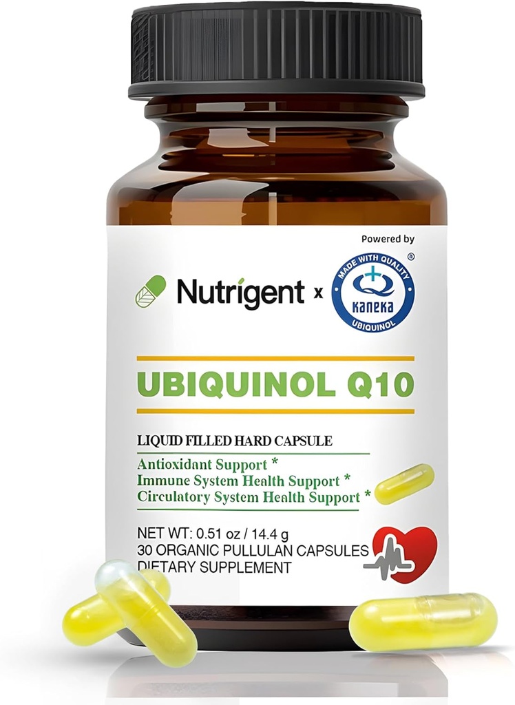 Ubiquinol CoQ10 50 mg, cápsulas orgánicas filtradas líquidas, coenzima de alta absorción Q10 Suplementos, antioxidante para la producción de energía de salud cardíaca, 30 Conde
