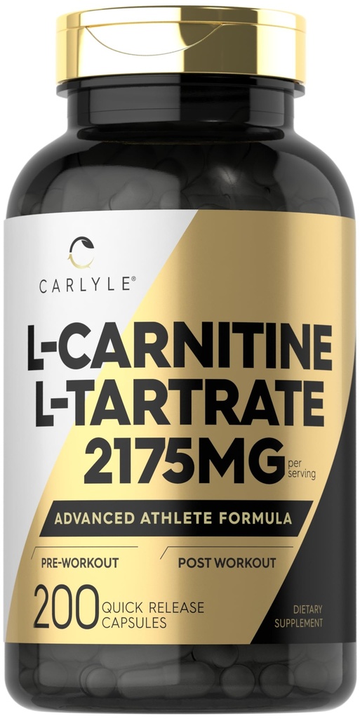 Carlyle L Carnitine Tartrate 2175mg | 200 Capsules | Advanced Athlete Formula | Workout Supplement | As L-Carnitine L-Tartrate | Non-GMO, Gluten Free