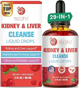 Kidney and Liver Cleanse Detox &amp; Repair Drops, Cranberry and Milk Thistle Suplemento con Artichoke, Astragalus, Horsetail – Natural Herbal for Liver, Kidney, Urinary Tract, Bladder, 60ml