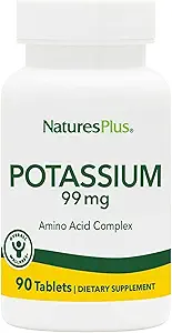 Potasio de la Naturaleza 99 mg, 90 Tabletas - Soportes Equilibrio Electrolípido Saludable & General Well-Being - Gluten Gratis, Vegetariano - 90 Servimientos