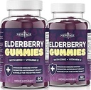 NUEVA AGE (2-Pack) Premium Elderberry Gummies para Adultos Niños con Vitamin C, Zinc, Propolis - Sambucus Black Elderberry Gummy Extract - Gluten Gratis &amp; Vegetarian - 120 Gummies