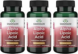 Swanson Alpha Lipoic Acid - Suplemento Natural Apoyo a Niveles de Presión Sanitaria Saludable Ya dentro de un rango normal - promueve el metabolismo del carbohidrato - (60 cápsulas, 600 mg cada uno) (3 Pack)