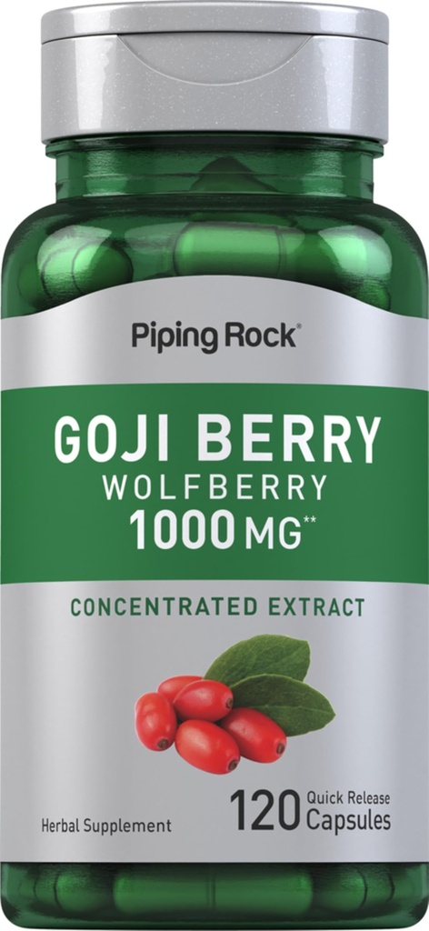 Piping Rock Goji Berry | 120 Capsules | with Wolfberry | Vegan, Non-GMO and Gluten Free Supplement