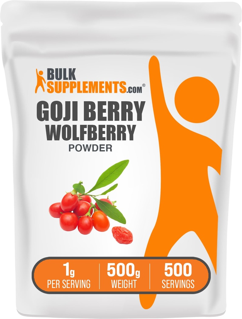BulkSupplements.com Goji Berry Powder - Goji Berries Supplement, Wolfberry Powder - Vegan & Gluten Free, 1g per Serving, 500g (1.1 lbs) (Pack of 1)