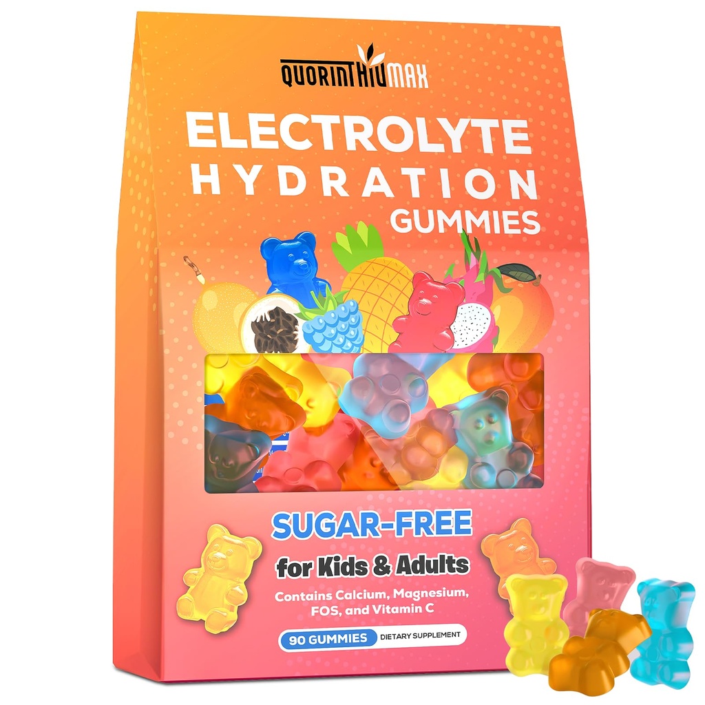 Electrolyte Gummies Sugar Gratis ← Electrolyte Hydration Energy Gummies for Running & Sports - Energy Chews with Calcium & Vitamin C for Kids &amp; Adults, Multiple Mixed Flavors, Gluten-Free, 90 Count