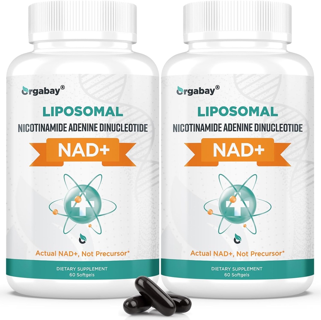 Orgabay Liposomal NAD+ Supplement 500 mg, High Absorption, Boost NAD+ with TMG 250 mg, Actual NAD Plus More Efficient Than Nicotinamide Riboside, Support Cellular Energy, Healthy Aging | 120 Softgels