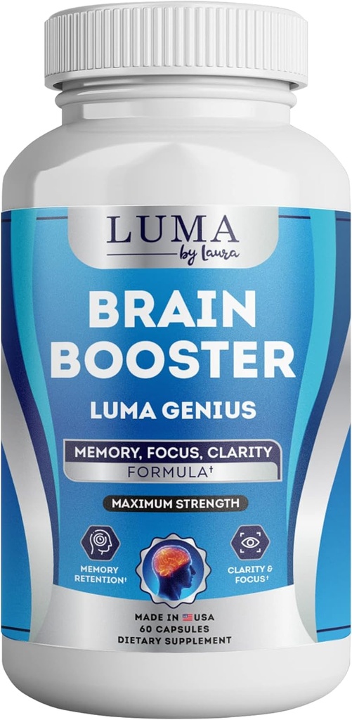 Suplemento de Apoyo al Cerebro para la Claridad, Memoria, Mood, Focus, Rendimiento Mental - Nootropic natural para la función cognitiva - con GABA y Green Tea Extract - 60 cápsulas