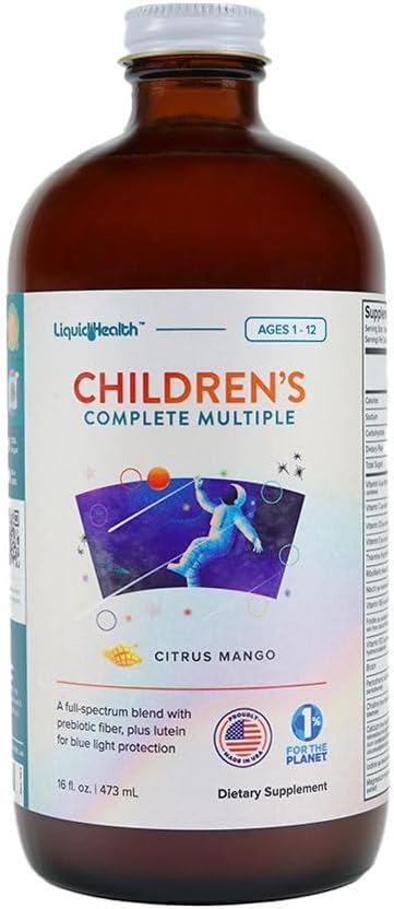 LIQUIDHEALTH Children's Complete Liquid Multivitamin for Kids, Toddlers - Essential Vitamins, Nutrients & Minerals, Immune Support, Gut Health - Made in USA, Vegan, Non GMO, Sugar-Free (16 oz)