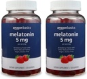 Basics Melatonin 5mg, 120 Gummies (2 per Serving), Strawberry (antes Solimo) (Pack of 2)