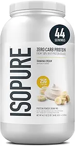 Isopure Zero Carb 100% Pure Whey Isolate Protein Powder, Lactose Free, Gluten Free, With Vitamins, Banana Cream, 25g Protein Por Serving, 3 Lbs, 44 Servings (Packaging May Vary)