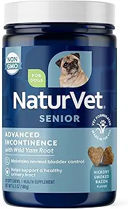 NaturVet Senior Advanced Incontinence Dog Supplement – Helps Support Dog’s Bladder Control, Normal Urination – Includes Synergistic Blend of Botanicals – 60 Ct. Soft Chews