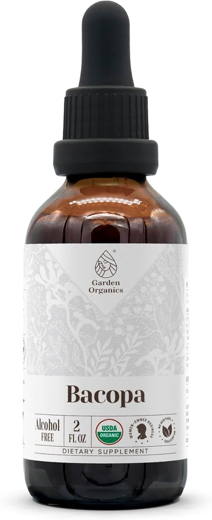 Bacopa USDA Organic | Alcohol-Free Extract, Organic Herbal Drops, Supplement, Relaxation, Positive Cognitive Effect | Tincture Made from 100% Organic Bacopa (Bacopa Monnieri) Dried Herb 2 oz