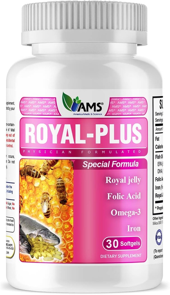 Estados Unidos Medic &amp; Science Royal-Plus (30 softgels) ← Royal Jelly Prenatal Vitaminas para Mujeres Silenciosos Suplementos de Hierro con Fish Oil Omega-3 Ácidos grasos y ácido fólico TENIDO ANTE Nutrientes vitales para el embarazo