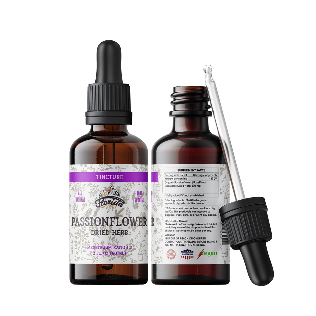 Passionflower Tincture, Organic Passionflower Extract, Passionflower Drops (Passiflora Incarnata) Dried Herbs